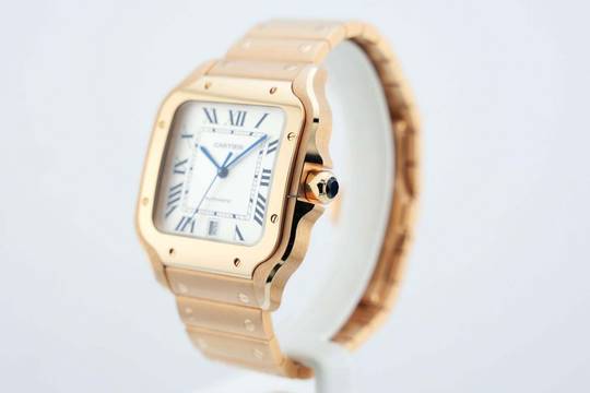  Cartier Santos Large - White Dial - Rose Gold - Additional Blue Leather Strap - WGSA0011 
