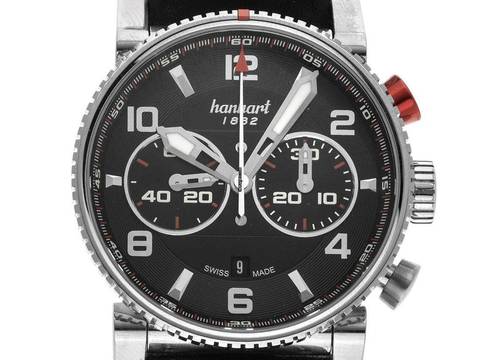  Hanhart Primus Racer 2023 original Box Original Unpoliert Primus Racer Leder Faltschließe 