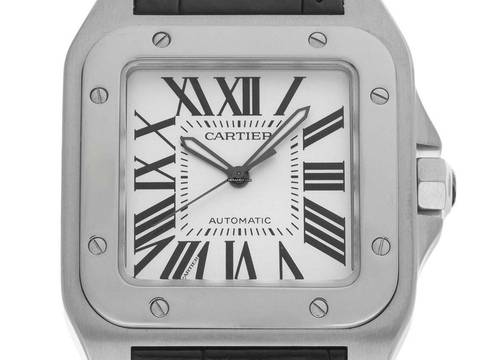  Cartier Santos 100 XL Ref.2656 2021 Box&Beschreibung wie Neu Vintage Santos 100 XL Krokoleder Faltschließe 