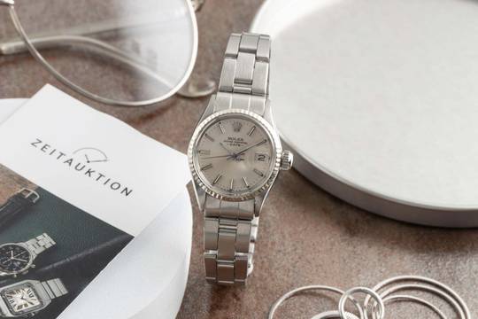  Rolex Oyster Perpetual Lady Date Stahl / Weissold Automatik Damenuhr Ref. 6517 Klassiker 