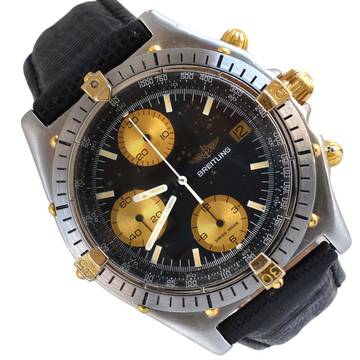  Breitling Chronomat 81950 chronograph black dial steel Full Set 
