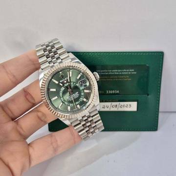  Rolex Sky-Dweller Ouro Branco & Aço Mint Green Dial 42mm Completo 