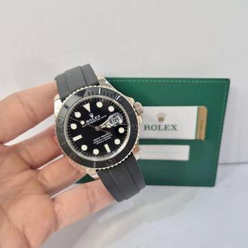 Rolex Yacht-Master 42 42mm Ouro Branco Oysterflex Automático Completo 