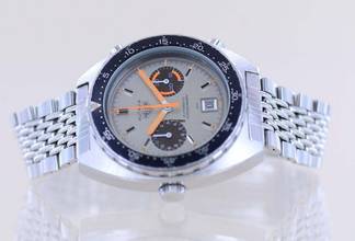 Thumbnail von TAG Heuer Autavia Orange Boy Chronograph Vintage Automatic Cal 12 Silver dial rar