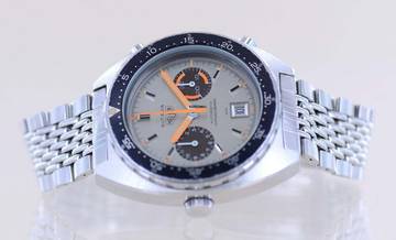 Thumbnail von TAG Heuer Autavia Orange Boy Chronograph Vintage Automatic Cal 12 Silver dial rar