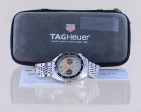 Thumbnail von TAG Heuer Autavia Orange Boy Chronograph Vintage Automatic Cal 12 Silver dial rar