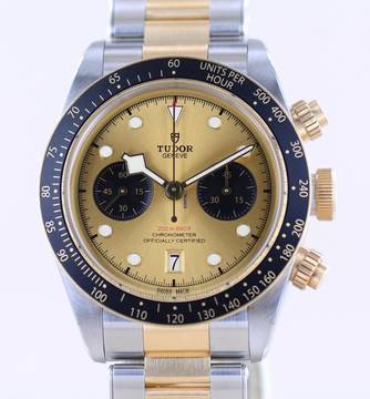 Tudor Black Bay Chrono Stahl Gold Top Heritage Golden Dial B+P 