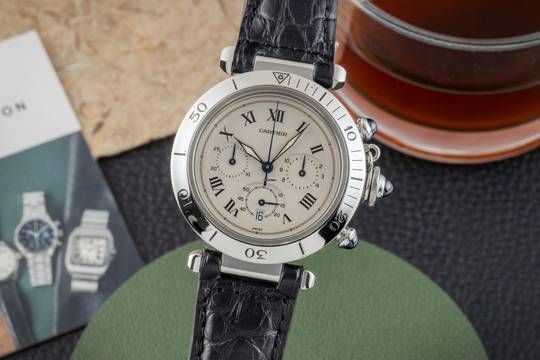  Cartier Pasha Chronograph Stahl Quarz Herrenuhr Ref. W3101855 