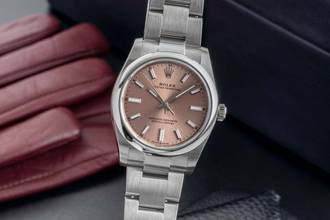  Rolex Oyster Perpetual 34 Pink Automatik Edelstahl Ref. 124200 B&P 2020 LC 100 