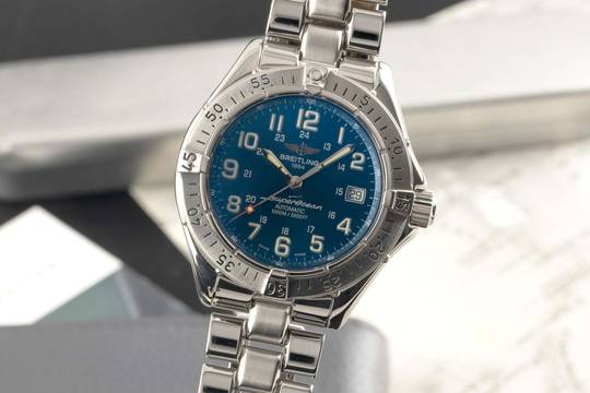 Breitling Superocean Automatik Datum Edelstahl Herrenuhr Ref. A17340 Box 