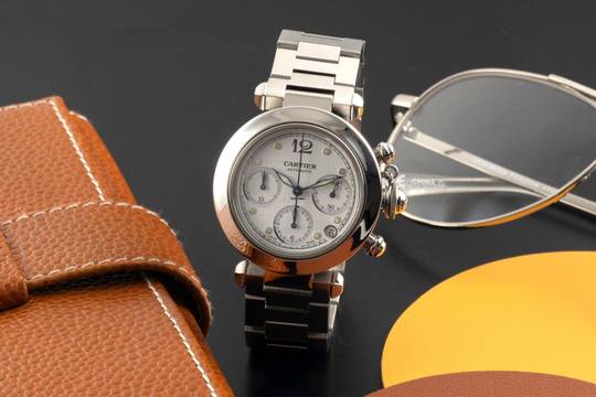  Cartier Pasha Chronograph Automatik Edelstahl Herrenuhr Ref. W31039M7 