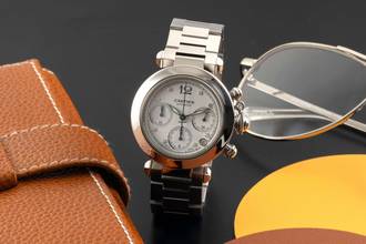 Thumbnail von Cartier Pasha Chronograph Automatik Edelstahl Herrenuhr Ref. W31039M7