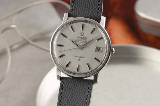  Omega Constellation Stahl Automatik Herrenuhr Linen Dial Ref. 168.018 Vintage 