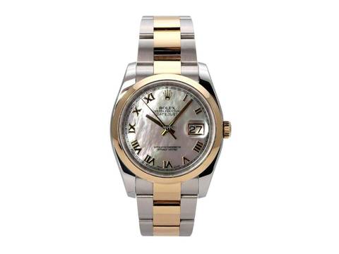  Rolex Datejust 36 Edelstahl / Gelbgold Ref. 116203 Zifferblatt Perlmutt Römisch 