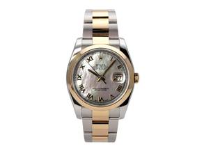  Rolex Datejust 36 Edelstahl / Gelbgold Ref. 116203 Zifferblatt Perlmutt Römisch 