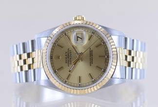 Thumbnail von Rolex Datejust Saphirglas golden Stick dial Jubiléband Stahl Gold 16233 T-Serie Klassiker