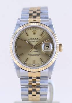 Rolex Datejust Saphirglas golden Stick dial Jubiléband Stahl Gold 16233 T-Serie Klassiker 