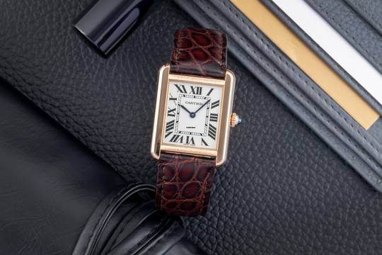  Cartier Tank Solo 18k (0,750) Rotgold / Stahl Quarz Ref. W5200024 B&P 2017 