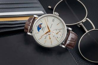 Thumbnail von IWC Portofino Hand-Wound Moonphase Hand-Wound Steel Ref. IW516401 B&P 2017