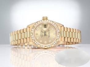 Thumbnail von Rolex Lady-Datejust Gelbgold 750 Diamanten Brillanten Automatik 18kt Yellow Gold Damen President-band Chronometer Oyster