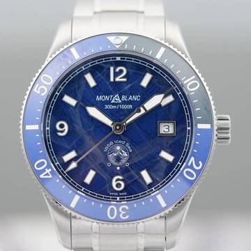  Montblanc 1858 Sea Automatic Date 1858 Iced Blue NEW FULL SET 