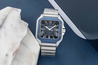 Thumbnail von Cartier Santos De Cartier Blue Steel Automatic Men's Watch Ref. WSSA0048 B&P 2022