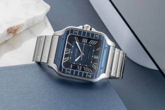 Thumbnail von Cartier Santos De Cartier Blue Steel Automatic Men's Watch Ref. WSSA0048 B&P 2022