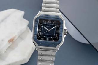 Thumbnail von Cartier Santos De Cartier Blue Steel Automatic Men's Watch Ref. WSSA0048 B&P 2022