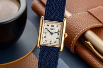 Cartier Tank Vermeil Silver Gold-Plated Quartz Ladies' Watch Ref. 590005 Classics