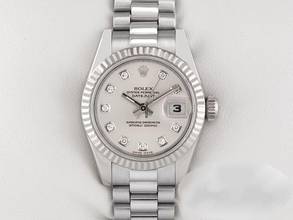  Rolex Lady-Datejust 26mm 179179 2007 Weissgold 750 Diamanten Automatik 18kt White Gold President-band Chronometer Oyster 