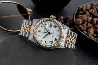 Thumbnail von Rolex Datejust 36 Buckley Dial Stahl / Gold Automatik Ref. 16013 Papiere 1981