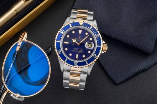  Rolex Submariner Date Stahl / Gold Herrenuhr Blue Dial Ref. 16613 Box 2008 R-Serie 