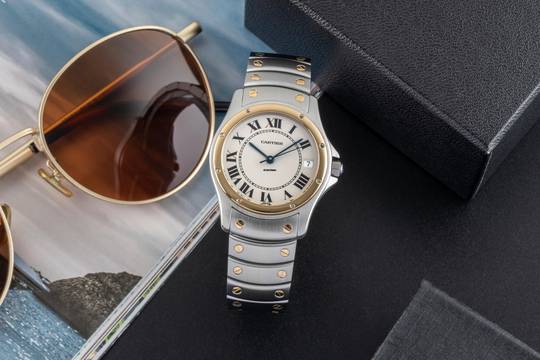  Cartier Santos Ronde Stahl / Gold Automatik Herrenuhr Ref. W20036R3 1910 