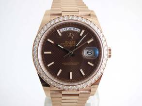 Thumbnail von Rolex Day-Date Choco Dial Everrose / Diamond Bezel