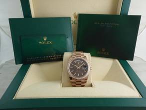 Thumbnail von Rolex Day-Date Choco Dial Everrose / Diamond Bezel