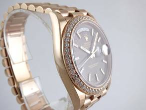 Thumbnail von Rolex Day-Date Choco Dial Everrose / Diamond Bezel