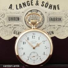  A. Lange & Söhne Full Set Qualität 1A Taschenuhr 18k Gold mit Original Box & Garantiekarte 1891 Sehr schöner Zustand mit Museumszertifikat 