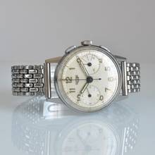 Thumbnail von Heuer Pre-Carrera chronograph 433AT Big Eyes silver dial 1947