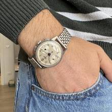 Thumbnail von Heuer Pre-Carrera chronograph 433AT Big Eyes silver dial 1947