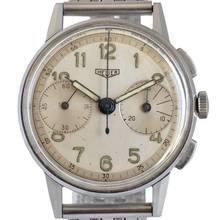 Thumbnail von Heuer Pre-Carrera chronograph 433AT Big Eyes silver dial 1947