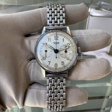 Thumbnail von Heuer Pre-Carrera chronograph 433AT Big Eyes silver dial 1947
