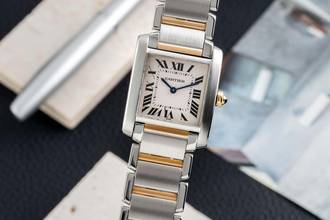 Thumbnail von Cartier Tank Française stainless steel / gold quartz women's watch Ref. W51006Q4 2301
