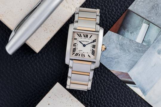  Cartier Tank Française Edelstahl / Gold Quarz Damenuhr Ref. W51006Q4 2301 