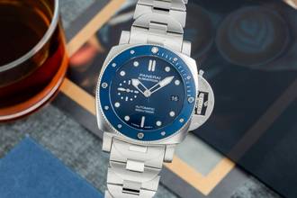 Thumbnail von Panerai Submersible Blue Notte Steel Automatic Men's Watch Ref. PAM01068 B&P 2021