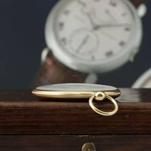 Thumbnail von Jules Jürgensen unique piece, brand new Bagnolet caliber with archive excerpt, book, and wooden case 1845 1900. Featured and described in Jürgensen book on two pages.