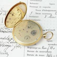 Thumbnail von Jules Jürgensen unique piece, brand new Bagnolet caliber with archive excerpt, book, and wooden case 1845 1900. Featured and described in Jürgensen book on two pages.