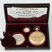 Thumbnail von A. Lange & Söhne 18k Gold Prof. Graff Renaissance case with case and certificate 1884 150g. 54mm. Lange's patented fine regulation quality 1A
