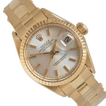  Rolex Lady-Datejust 6917 Ladies 26MM soleil silver dial yellow gold 18KT 