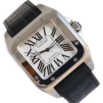  Cartier Santos 100 XL W20073X8 silver dial Full Set Like NEW 2014 