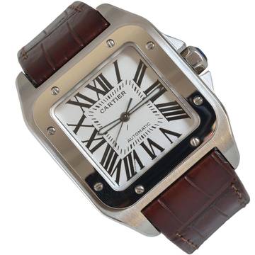  Cartier Santos 100 XL W20073X8 silver dial Full Set Like NEW 2015 